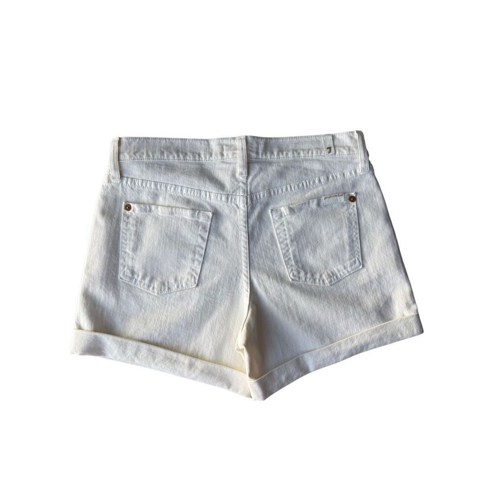 7 For All Mankind Mid Toll White Denim Short - Picture 6 of 12